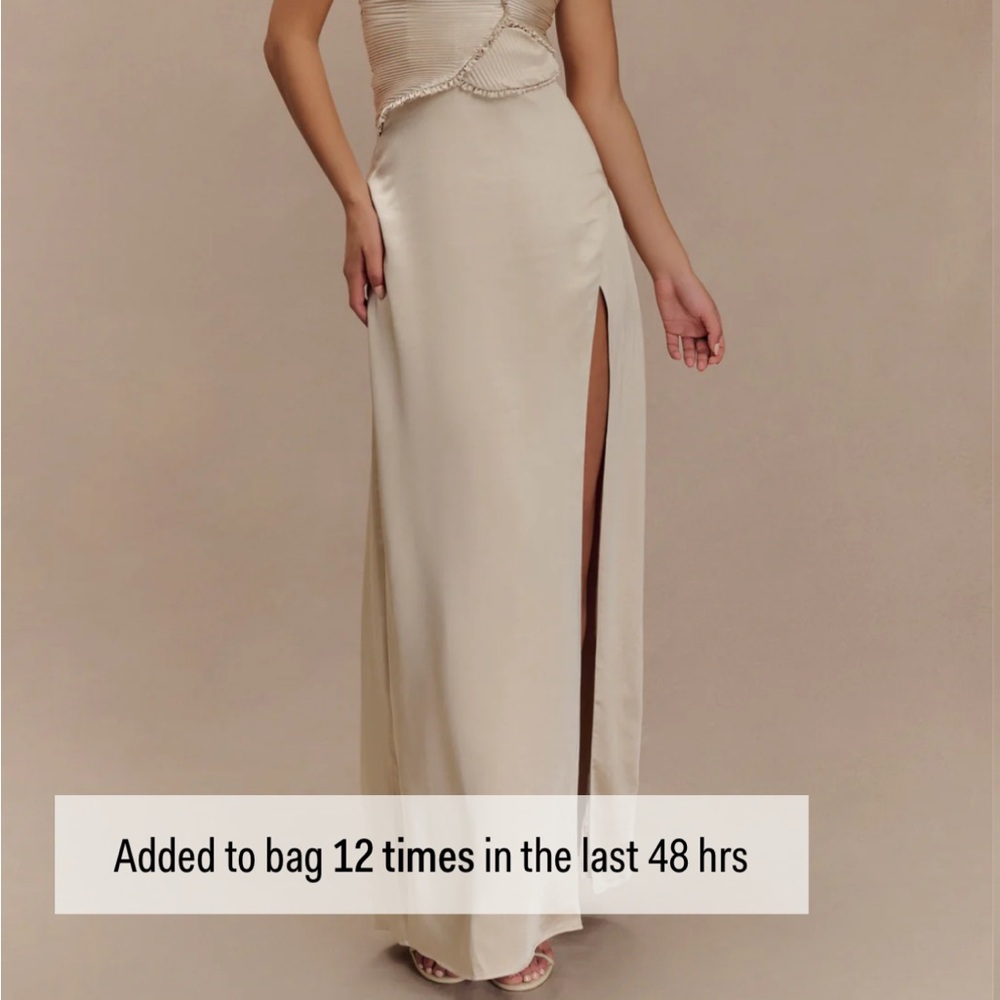 Meshki Cream Satin Prom Dress